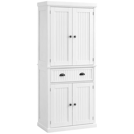 HOMCOM Traditional Kitchen Cupboard  Freestanding Storage Cabinet with Drawer, Doors and Adjustable Shelves, White