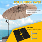 Outsunny Four-Piece Plastic Cantilever Parasol Base - Black