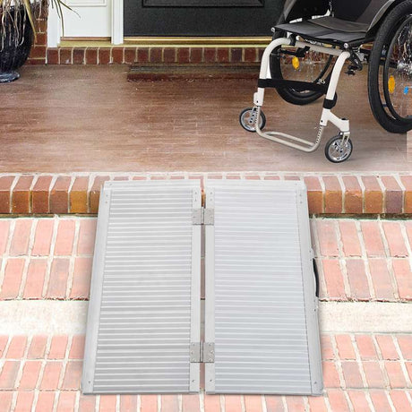 HOMCOM 3ft Folding Aluminum Wheelchair Ramp Scooter Portable Mobility Assist Suitcase Access Aid Disabled