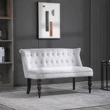 HOMCOM Velvet 2 Seater Sofa, Button Tufted Wingback Loveseat with Rubber Wood Legs for Living Room, Bedroom, Grey