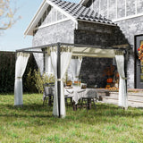 Outsunny 3 x 3m Aluminium Frame Pergola, with Retractable Roof - Khaki