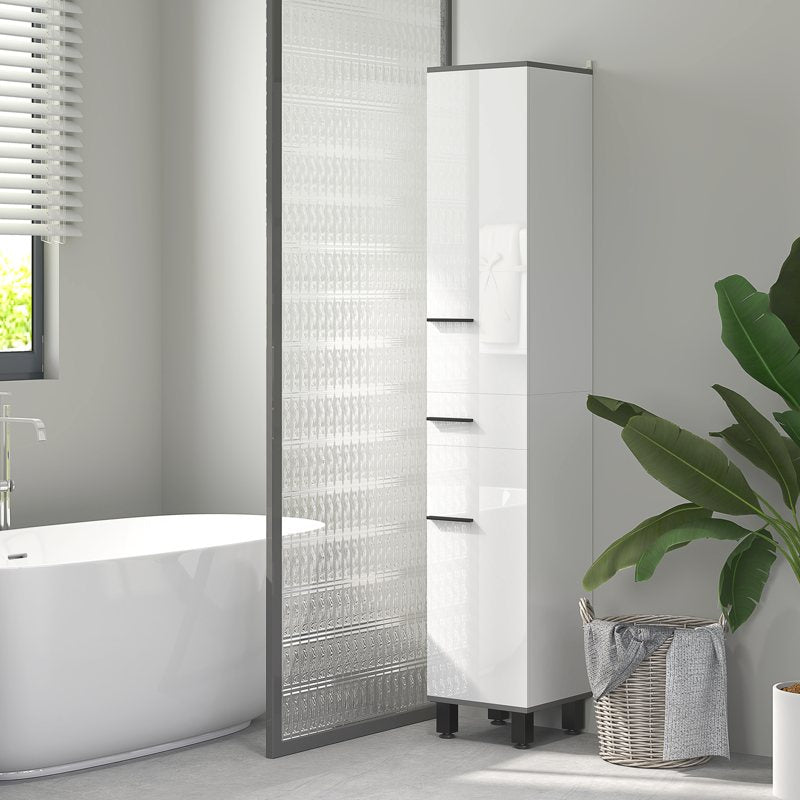 HOMCOM 190cm Slim Bathroom Storage Cabinet - White