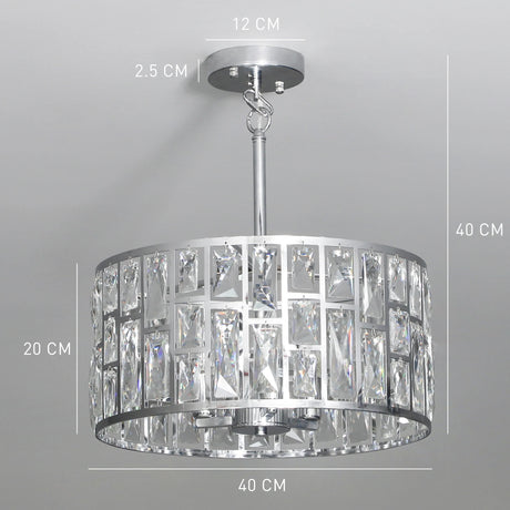 HOMCOM 72 Glass Crystallite Chandelier - Silver-Tone