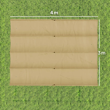 Outsunny Retractable Pergola Canopy Only, 3.92 x 3.5 m, UV30+ Replacement Canopy Cover for 4 x 3 m Pergola, Khaki