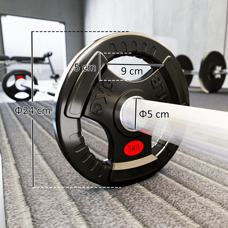 SPORTNOW Olympic Weight Plates, 2"/5cm Weight Disc Pair with Tri-Grips, 2 x 5kg Dumbbell Plates for Weightlifting and Strength Training Home Gym Fitness Workout, Black