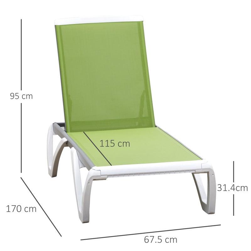 Outsunny Aluminium Frame Sun Lounger, with Adjustable Back - Green