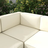 Outsunny 5-Piece Garden Corner Sofa Set with Cushions, 6 Seater Aluminium Garden Furniture Set with Glass Top Coffee Table, Patio Sectional Conservatory Furniture for Patio & Terrace, Gold Tone