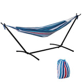 Outsunny 298 x 117cm Hammock with Stand Camping Hammock with Portable Carrying Bag, Adjustable Height, 120kg Load Capacity, White Stripe