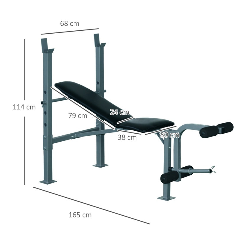 HOMCOM 4-Levels Adjustable Weight Bench Fitness Equipment with Barbell Rack-Black