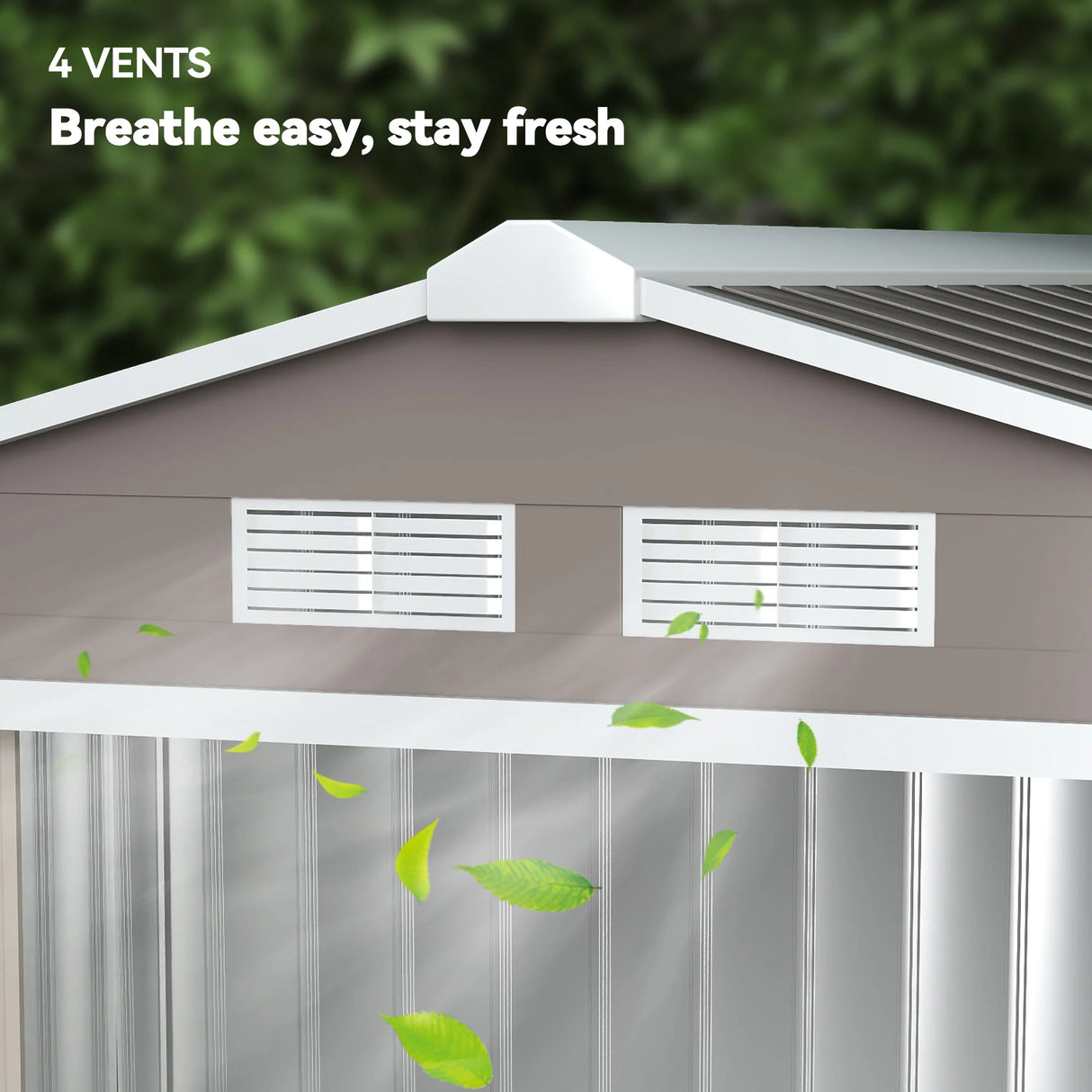 Outsunny 7ft x 4ft Lockable Garden Metal Storage Shed Storage Roofed Tool Metal Shed w/ Air Vents Steel Grey