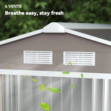 Outsunny 7ft x 4ft Lockable Garden Metal Storage Shed Storage Roofed Tool Metal Shed w/ Air Vents Steel Grey