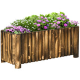 Outsunny 100L Raised Flower Bed Wooden Rectangular Planter Container Box Flower Pot Herb Pot 100L x 38.5W x 40H (cm)