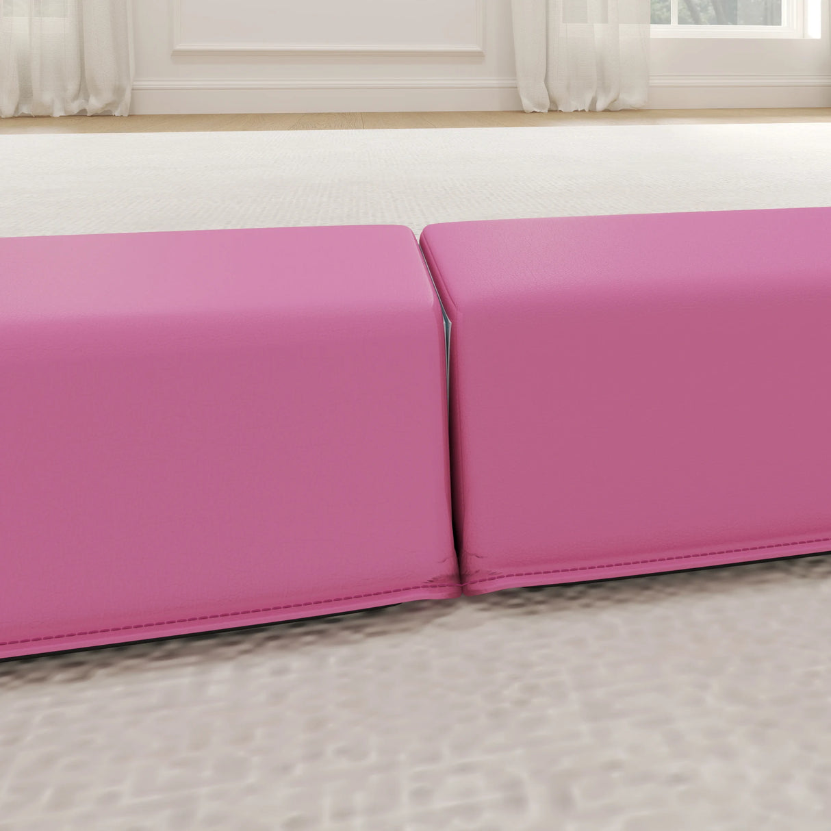 SPORTNOW 7.7ft Folding Gymnastics Beam, Floor Balance Beam for Kids with Anti-Slip Base, Gymnastics Equipment for Home, Pink