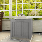 Outsunny 93L Plastic Garden Storage Box, Outdoor Storage Box with Handles, Waterproof Outdoor Storage Container, Khaki