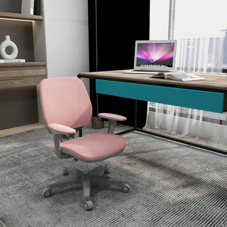 Vinsetto Office Chair, Breathable Mesh Swivel Desk Chair with Adjustable Height and  360 Swivel Security Wheels for Home Office, Study, Pink