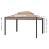 Outsunny 3 x 4m Garden Gazebo, Double Roof Marquee Canopy Shelter with Sidewalls, Solid Steel Frame for Garden, Lawn, Backyard and Deck