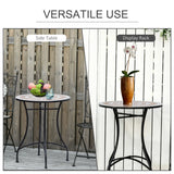 Outsunny 60 cm Mosaic Garden Table, Small Round Outdoor Side Table with Ceramic Top, Plant Stand for Patio, Balcony, Orange and White