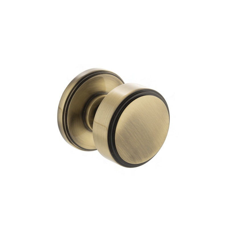 Millhouse Brass Boulton Solid Brass Stepped Mortice Knob on Concealed Fix Rose - Antique Brass - Set