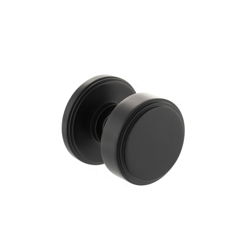 Millhouse Brass Boulton Solid Brass Stepped Mortice Knob on Concealed Fix Rose - Matt Black - Set