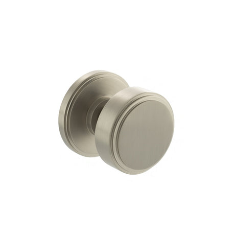 Millhouse Brass Boulton Solid Brass Stepped Mortice Knob on Concealed Fix Rose - Satin Nickel - Set