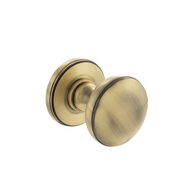 Millhouse Brass Edison Solid Brass Domed Mortice Knob on Concealed Fix Rose - Antique Brass - Set