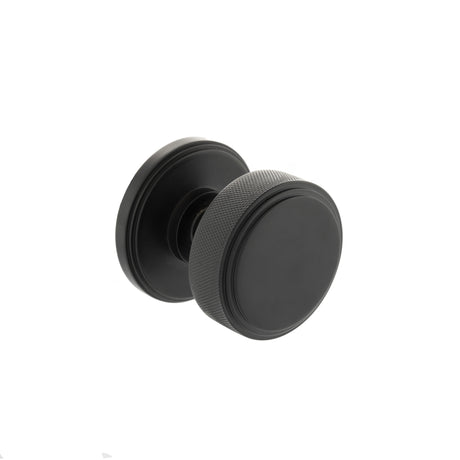 Millhouse Brass Harrison Brass Knurled Mortice Knob on Concealed Fix Rose - Matt Black - Set