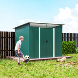 Outsunny 8.5 x 6ft Metal Shed with Lightsky Panels, Garden Storage Tool House with Double Doors for Garden, Patio and Lawn, Green