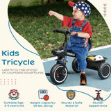 AIYAPLAY Kids Trike for 2-5 Years with Adjustable Seat, Pedal, Baskets, Black