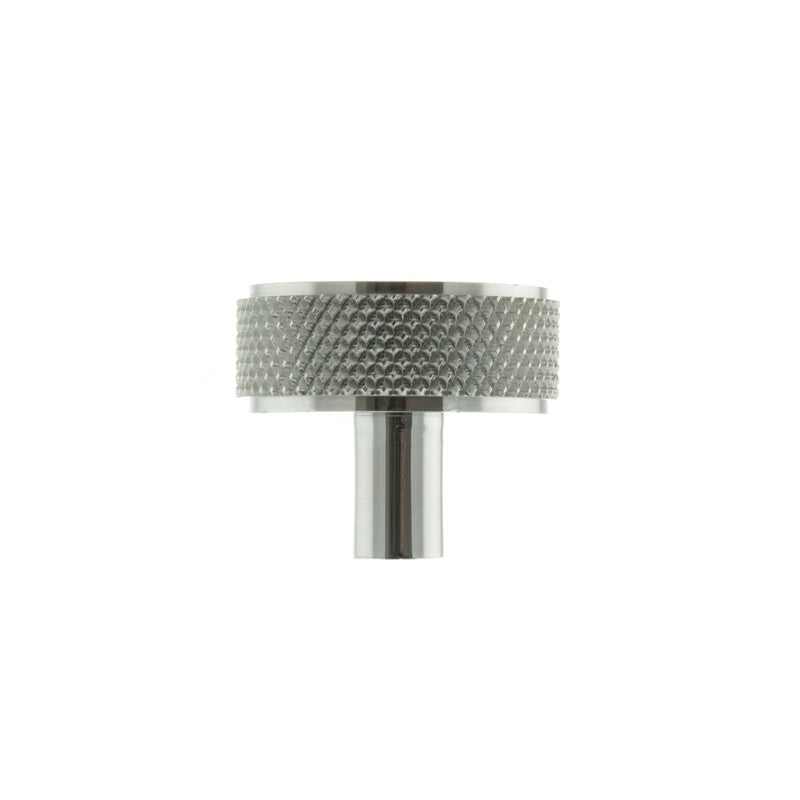 Millhouse Brass Hargreaves Disc Knurled Cabinet Knob on Concealed Fix - Polished Chrome - Each