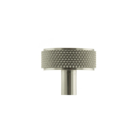 Millhouse Brass Hargreaves Disc Knurled Cabinet Knob on Concealed Fix - Satin Nickel - Each