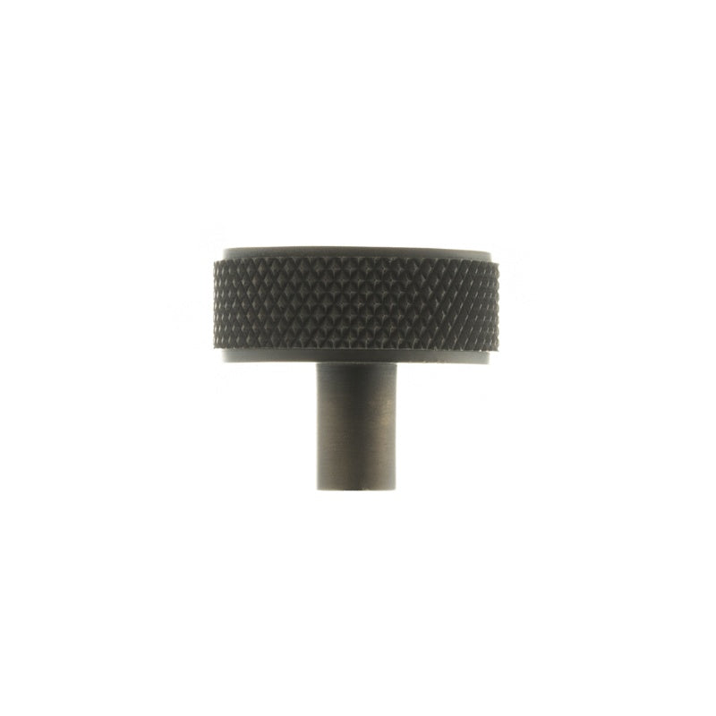 Millhouse Brass Hargreaves Disc Knurled Cabinet Knob on Concealed Fix - Urban Dark Bronze - Each