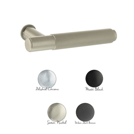 Millhouse Brass Crompton Lever Door Handle on Concealed Round Rose - Satin Nickel - Pair