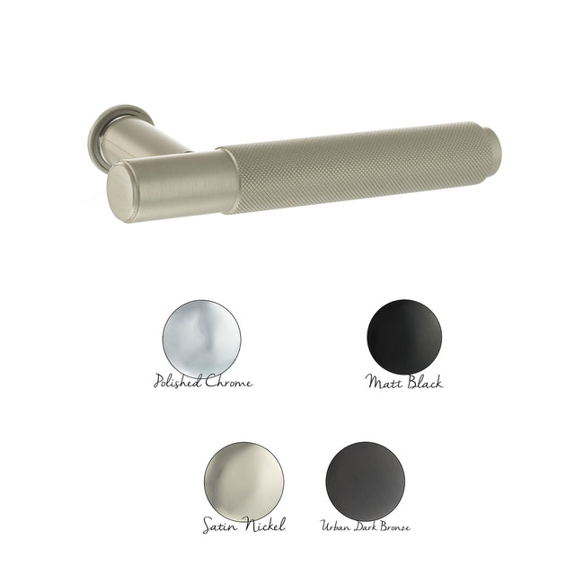 Millhouse Brass Crompton Lever Door Handle on Concealed Round Rose - Polished Chrome - Set