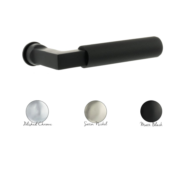 Millhouse Brass Cartwright Lever Door Handle on Concealed Round Rose - Matt Black - Set