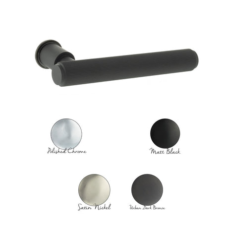 Millhouse Brass Stephenson Lever Door Handle on Concealed Round Rose - Matt Black - Pair