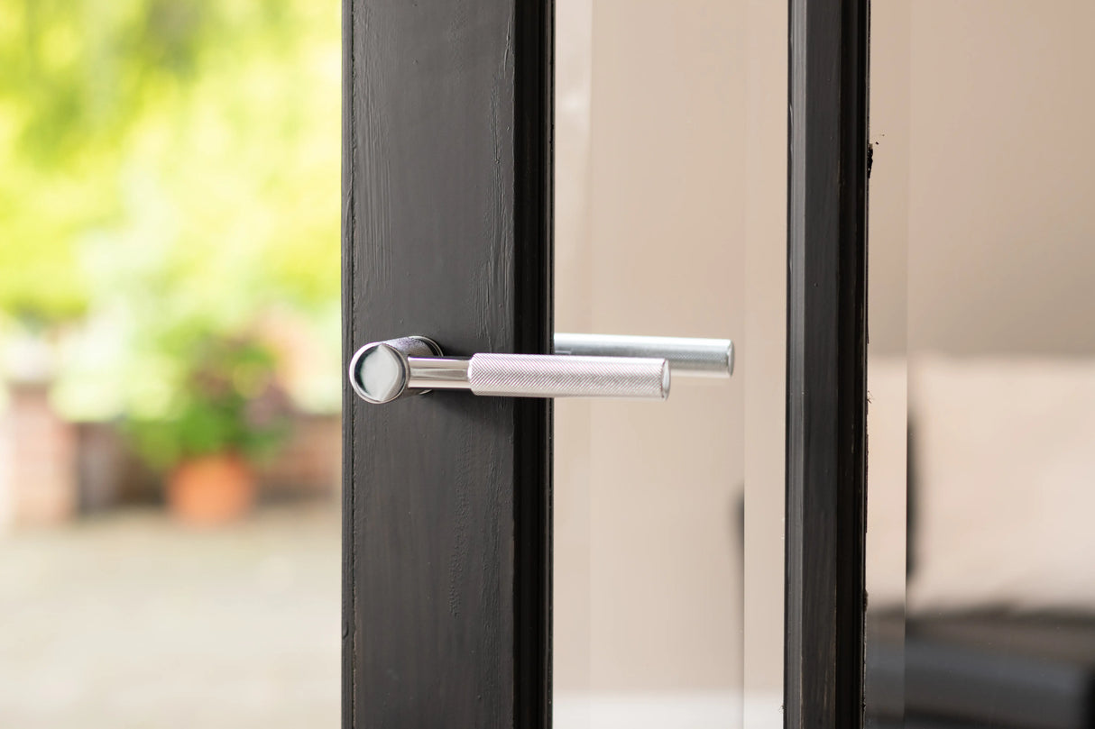 Millhouse Brass Mason Lever Door Handle on Concealed Round Rose - Matt Black - Set