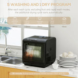 HOMCOM 6L Five-Mode Tabletop Dishwasher - Black