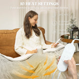HOMCOM Heated Blanket 180 x 130cm, Electric Throw Blanket with 10 Heat Levels and 10H Timer, Machine Washable Flannel and Cotton Velvet with Overheat Protection, Grey