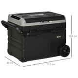 Outsunny 50L Car Refrigerator, Portable Compressor Cooler Box, Fridge Freezer w/ Inner LED Light, Foldable Handles, Cup Holders, 12/24V DC and 110-240V AC for Campervan RV Boat Travel Down to -20