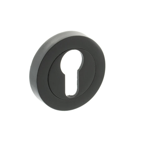 Millhouse Brass Euro Escutcheons on Round Rose - Matt Black - Pair