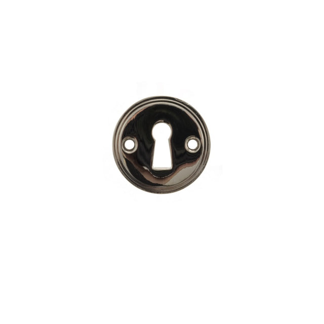 Millhouse Brass Solid Brass Open Key Hole Escutcheons - Polished Nickel - Pair