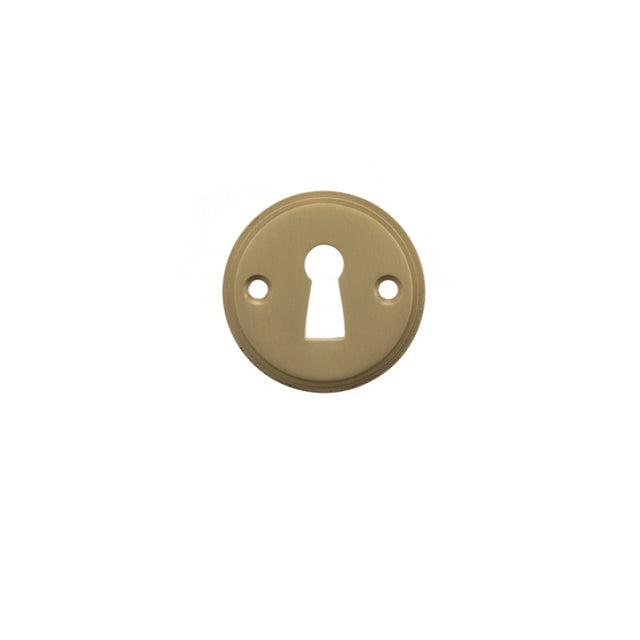 Millhouse Brass Solid Brass Open Key Hole Escutcheons - Satin Brass - Pair