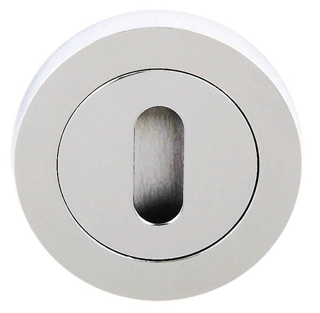 Millhouse Brass Key Escutcheons on Round Rose - Polished Chrome - Pair