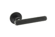 Millhouse Brass Stephenson Knurled Lever Door Handle on 5mm Slimline Round Rose - Matt Black - Set