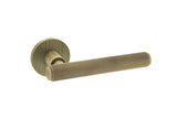 Millhouse Brass Stephenson Knurled Lever Door Handle on 5mm Slimline Round Rose - Yester Bronze - Set