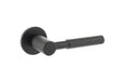 Millhouse Brass Mason Knurled Lever Door Handle on 5mm Slimline Round Rose - Matt Black - Set