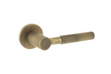 Millhouse Brass Mason Knurled Lever Door Handle on 5mm Slimline Round Rose - Yester Bronze - Set