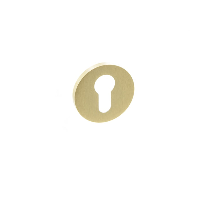 Millhouse Brass Euro Escutcheons on 5mm Slimline Round Rose - Satin Brass - Pair