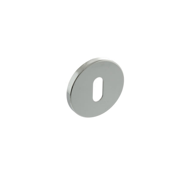 Millhouse Brass Key Escutcheons on 5mm Slimline Round Rose - Polished Chrome - Pair