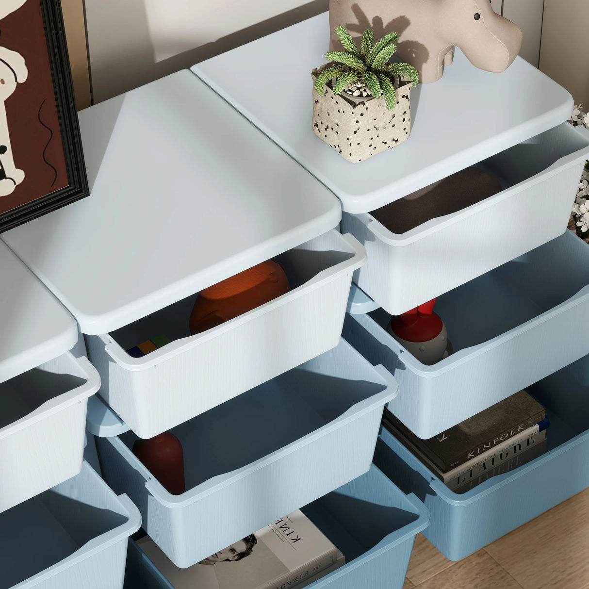 HOMCOM Kids Storage Unit, with Nine Drawers - Blue